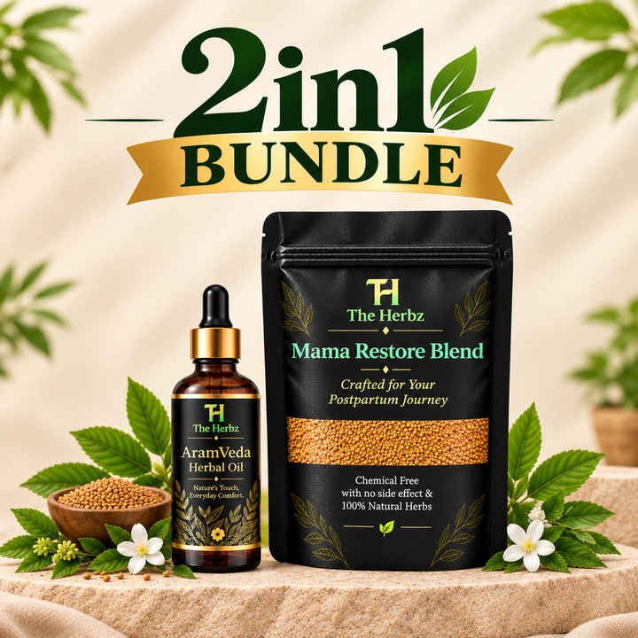 Mama Restore Blend + AramVeda Oil - 2in1 Motherhood Wellness & Body Care Bundle